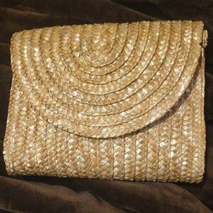 Elegant Tan Woven Clutch